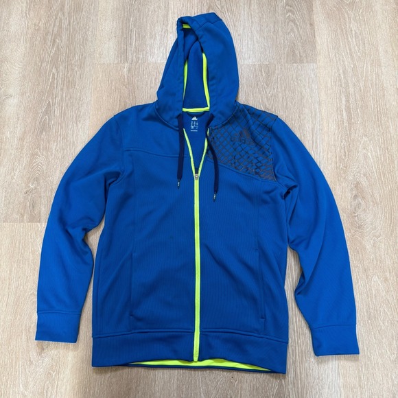 adidas Other - Adidas Blue/Lime Green Zip Up Hoodie Long Sleeve Men's Size‎ Medium